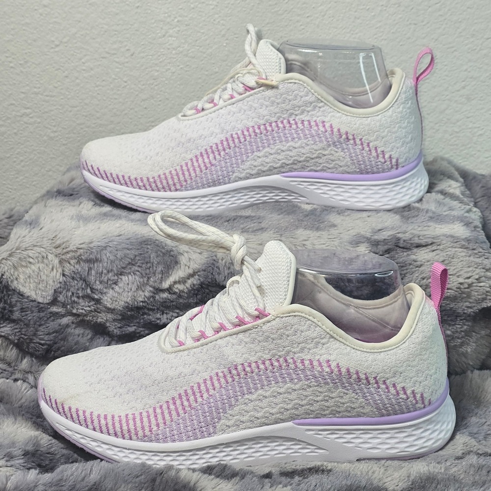 NWOT Freely Girls‎ 5.5 White Purple Pink Knit Athletic Sneakers Shoes